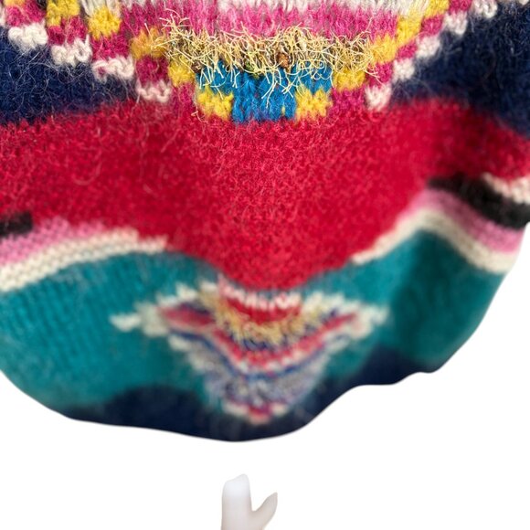 Hand-Knit western Mohair Blend Sweater – Colorful Pattern - Picture 4 of 6